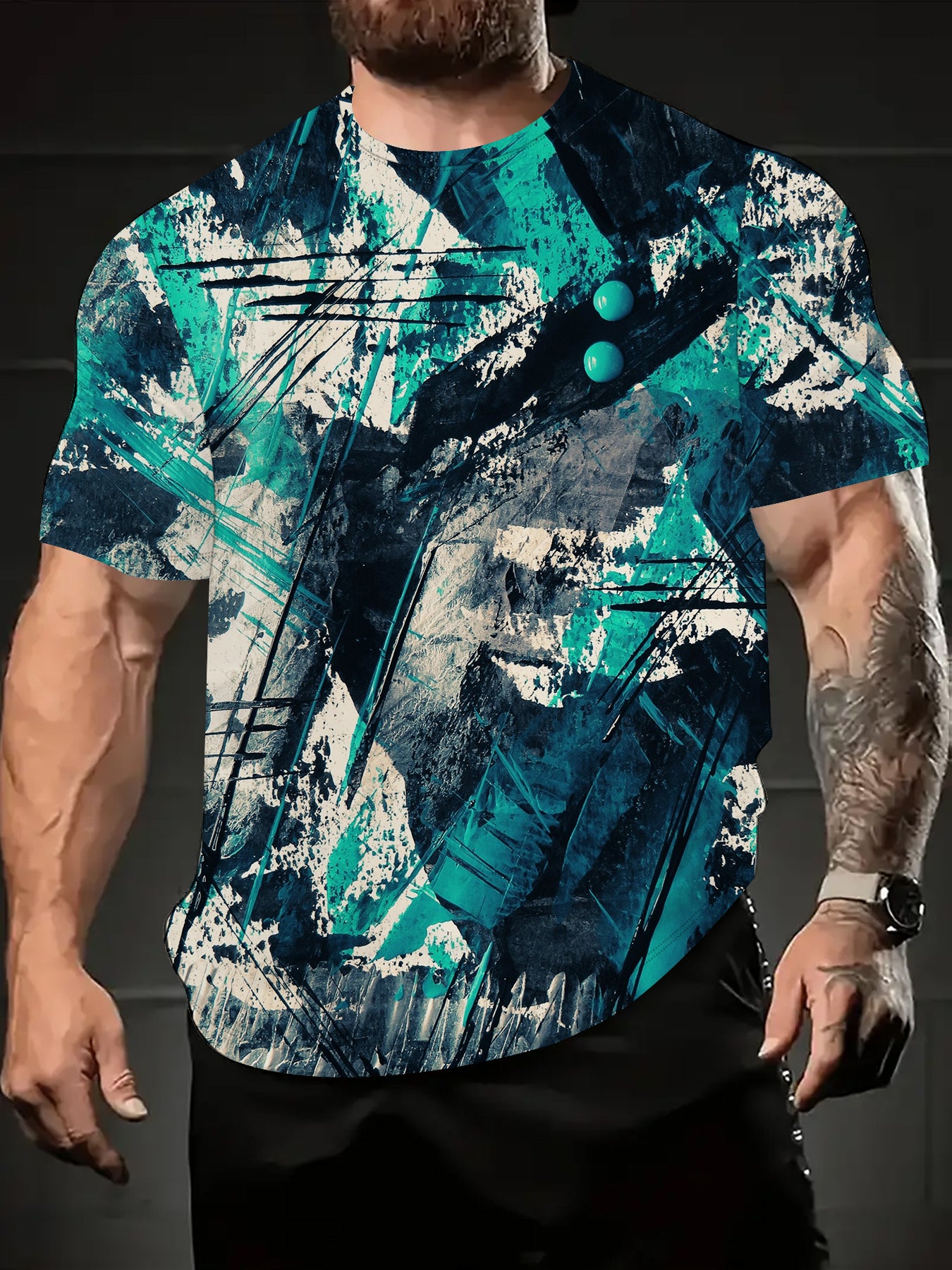 男士大码休闲运动T恤,有个性时尚潮流风